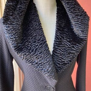 Elegant Black Faux Fur Collar Coat never worn just sitting in my closet